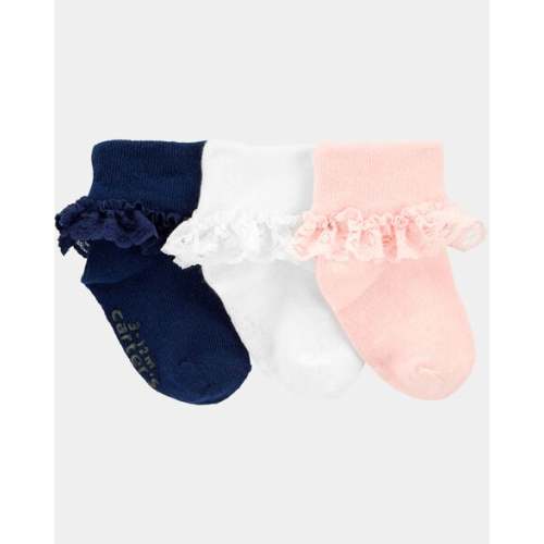 Baby Girl 3-Pack Lace Cuff Socks - Carter's | Carter's