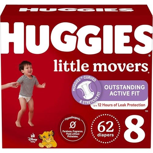Huggies Little Movers Baby Diapers, Size 4 (22-37 lbs), 66 Ct, Packaging May Vary
