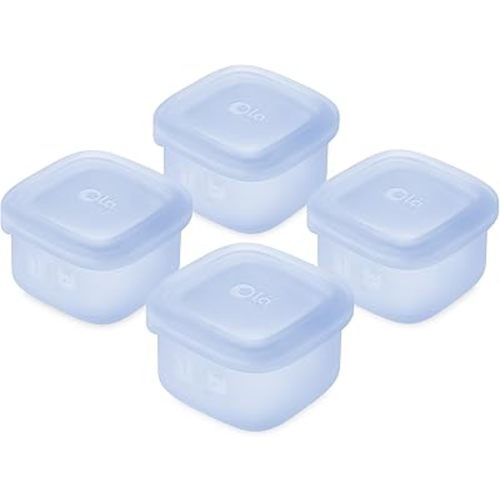 Olababy Clear Sense Silicone Storage Containers 4pk for Baby Food, Snacks, Formula, Puree, Sauce & More | Micro Plastic & BPA-Free | Daycare Essentials for Toddlers and Kids (Blueberry, 2 oz / 60 ml)