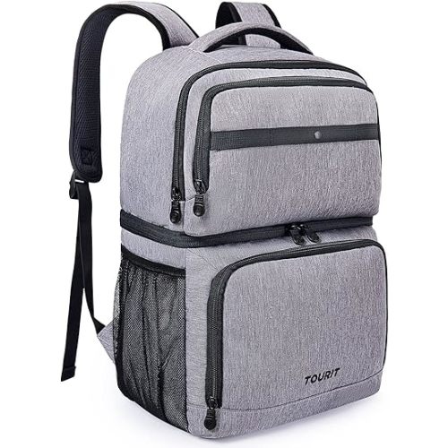 TOURIT Backpack Cooler with Double Decks, Insulated Cooling Bag for Lunch, Waterproof Lightweight for Men to Camping, Picnic, Hiking, Beach Park