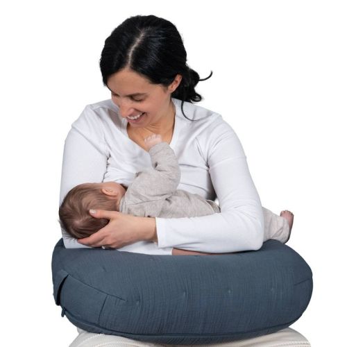 Boppy Nursing Pillow Luxe Muslin - Blue Solid
