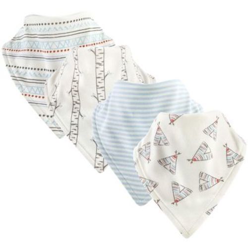 Touched by Nature Baby Organic Cotton Bandana Bibs 4pk, Blue Stripe, One Size