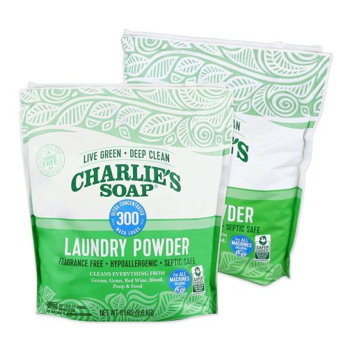 Charlie's Soap Hypoallergenic Laundry Powder 8lb Bag, Pack of 2, 600 Loads Total, Deep Cleaning Washing Detergent – Eco-Friendly, Safe, and Effective
