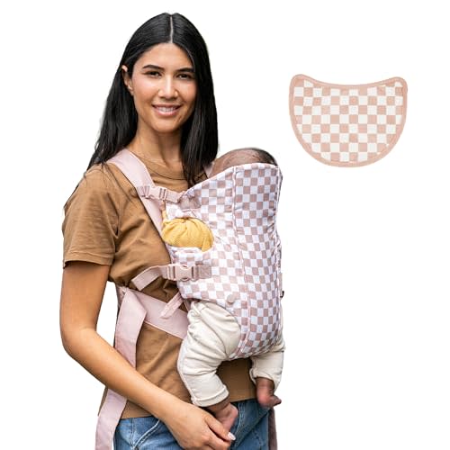 Infantino Swift Classic Carrier - 2 Ways to Carry with Wonder Cover Bib, Adjustable and Easy-to-Use, Pink and White Checkered