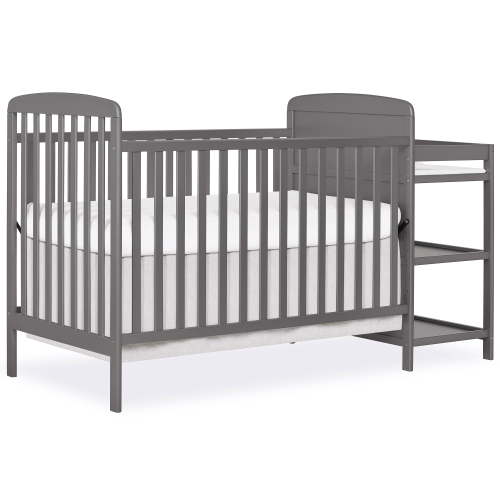 Dream On Me Anna 3-in-1 Convertible Crib and Changing Table Steel Gray Changing Pad Included, Converts from Baby Crib to Toddler Bed, Day Bed and Kids Sofa, Three Adjustable Mattress Height Positions
