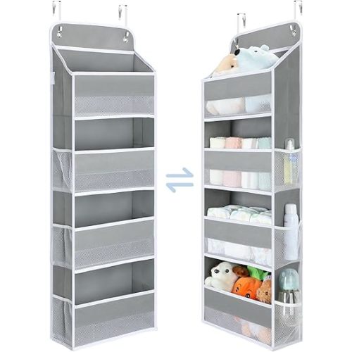 Yecaye 1 Pack Bathroom Organizers and Storage, 35.2lbs Load Toy Stuffed Animal Storage, Swing-proof Hanging Over the Door Organizer for Nursery Newborn Baby Essential Stuff