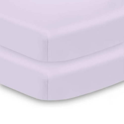 All-in-One Fitted Sheet Waterproof Cover, For 38 x 24"/97 x 61 cm Mini Crib Mattress, Lavender (2-Pack)