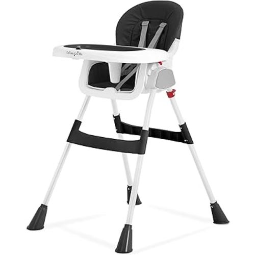 Dream On Me Portable 2-in-1 Tabletalk High Chair in Black, Three Adjustable Height Settings, Lightweight Portable High Chair, Easy to Clean and Removable Tray