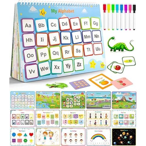 Busy Book for Toddlers,Montessori Preschool Learning Activities,32 Themes Educational Toys for 1-3,Autism Learning Materials Toys for Toddler,Toddler Activities Books for 3-5, Tracing Coloring Book