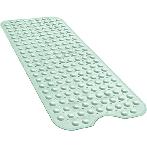 YINENN Bath and Shower Safety Mats 40 x 16 Inch Non-Slip and Extra Large, Bath Floor Mats with Suction Cups, Machine Washable Bathroom Mats with Drain Holes, Light Green
