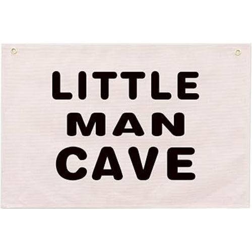 Little Man Cave Sign For Boys 20"X30" ,Nursery Decor,Nursery Wall Decor,Baby Nursery Decor,Boy Nursery Decor,Baby Boy Nursery Decor,Baby Boy Room Decor,Baby Room Decor,Nursery Decor Boy,Room Decor For Men,Toddler Boy Room Decor,Wall Art Banner, Children's
