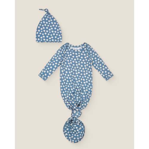 Bamboo Knotted Baby Gown | Blue Daisies | Kindred Bravely