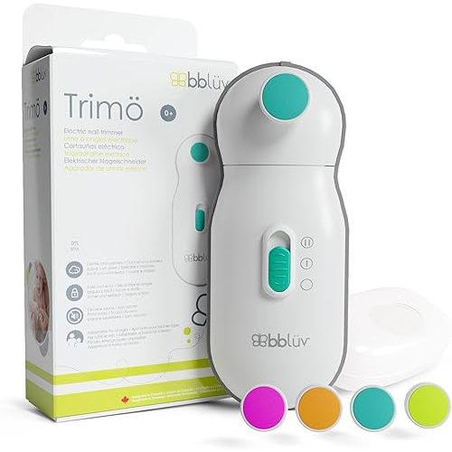 bblüv - Trimö - Electric Nail Clippers for Newborn Baby up to Toddler (0 to 12 Months+) - 2 Speed Switch, Gentle and Quiet Fingernail and Toenail Clippers - Carrying Case Included