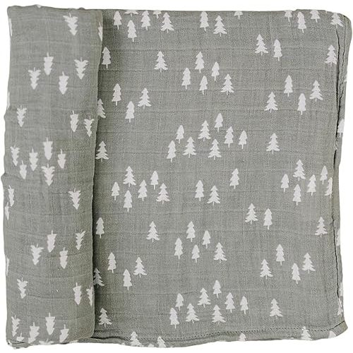 Mebie Baby Pines Muslin Swaddle, Modern and Neutral Swaddle Blanket for Baby Girl or Boy, Soft Baby Blankets, Newborn Swaddle Blanket, 0-3 Month, Comfy Wrap, Baby Essentials & Gifts