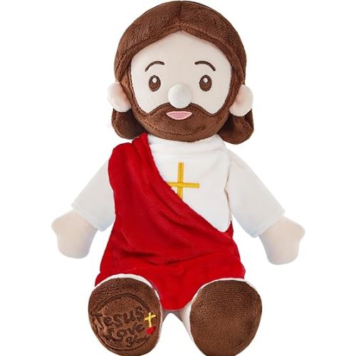 Jesus Plush Doll Jesus Plushie Stuffed Toy Christian Stuff Religious for Kids Christening Easter 14.2" (Red)