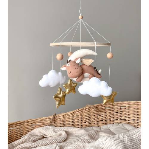 Dragon of the moon crib mobile for baby Dragon nursery decor