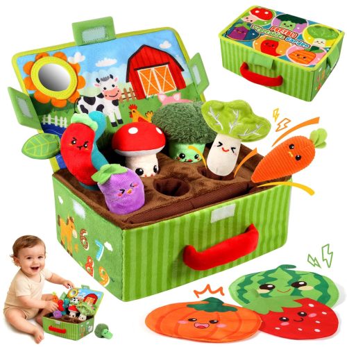 Amazon.com: FREYBLI Baby Toys 6-12 Months - Soft Vegetable Garden Plant Plush Toys, 6 Month Old Baby Boy Girl Toy with Rattles Mirror Squeaker Textures Crinkle Tissues, Sensory Montessori Toys for 1 Year Old Gift