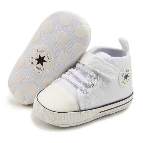 KKIIDDSS Unisex Baby Girls Boys Canvas High-top Shoes, Newborn Infant Anti-Slip Soft Sole Frist Walking Breathable Sneakers