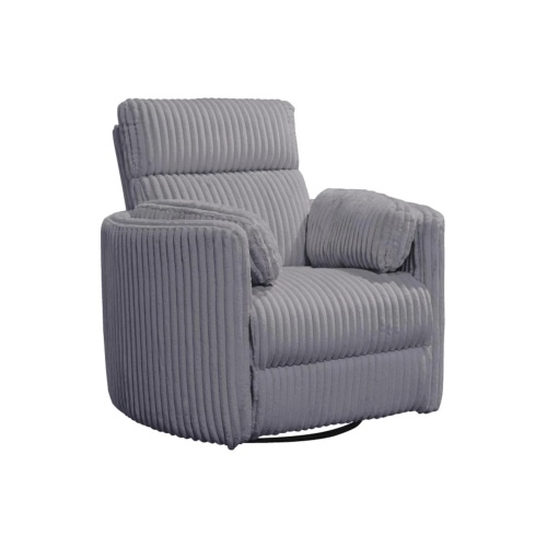 Rayna Grey Plush Nursery Channeled 40" Power Swivel Glider Recliner With USB Port | Rocker
