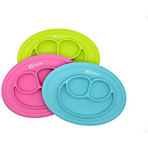 One-Piece Baby Plate/Mini Silicone Placemat for Babies Toddlers and Kids,BPA-Free FDA Approved Strong Suction Plates, Dishwasher and Microwave Safe By Arsa Creations (lime green)