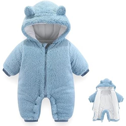 Newborn Baby Bear Onesie Outfit Suit Girls Boys Fleece Jumpsuit Romper Hooded Winter Snowsuit Clothes