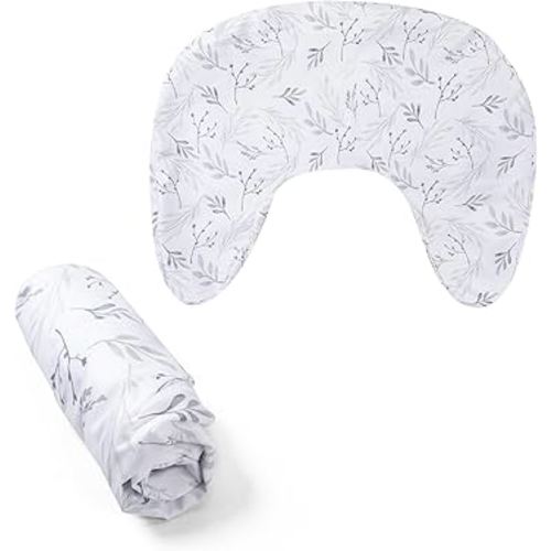 Boppy Nursing Pillow Cover, Gray Gentle Leaves, Single Cover, Easy-On Slipcover with Extra Soft 100% Polyester Microfiber Fabric for The Redesigned Nursing Pillow