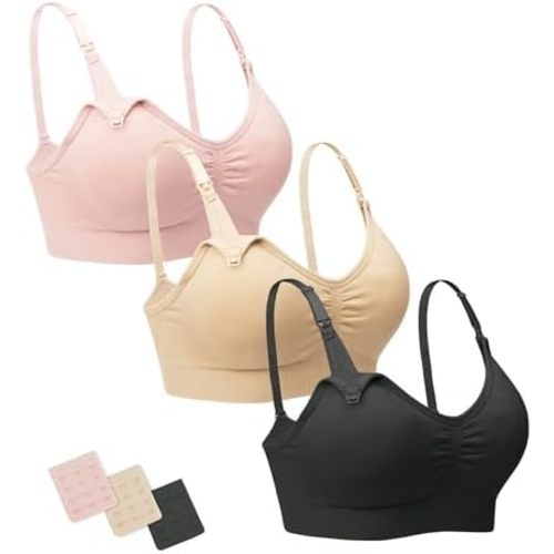 Stelle Nursing Bras Maternity Bra for Breastfeeding Pregnancy Wireless Bralette with Pads, Extenders & Clips