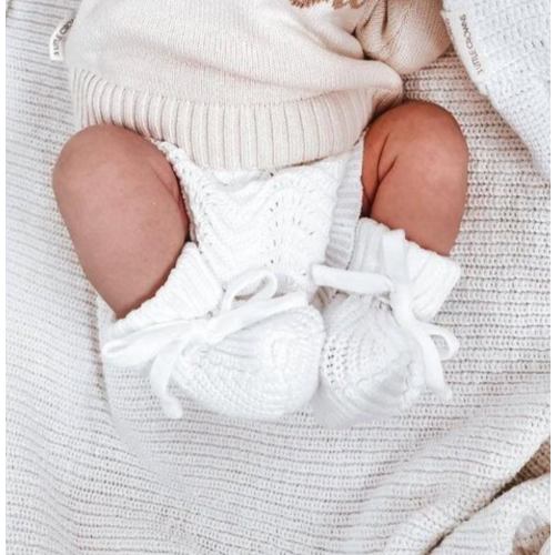 3LC Textured Knit Booties | Ivory