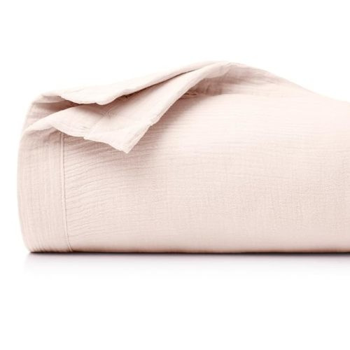 Momcozy Muslin Quilt Blanket, Soft Breathable Natural Cotton Crib Bassinet Blanket, Large 47''x47'' Neutral Boys Girls Nursery Toddler Bed Blanket, Baby Swaddle Receiving Blanket, 4-Layer, Blush