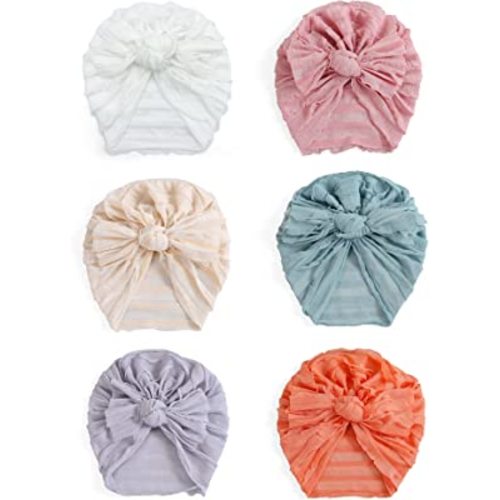 6 PCS Stretchy Baby Turban Hats, Baby Hat with Bows for Girls, Baby Boys Caps, Toddler, Newborn, Infant Hat Unisex