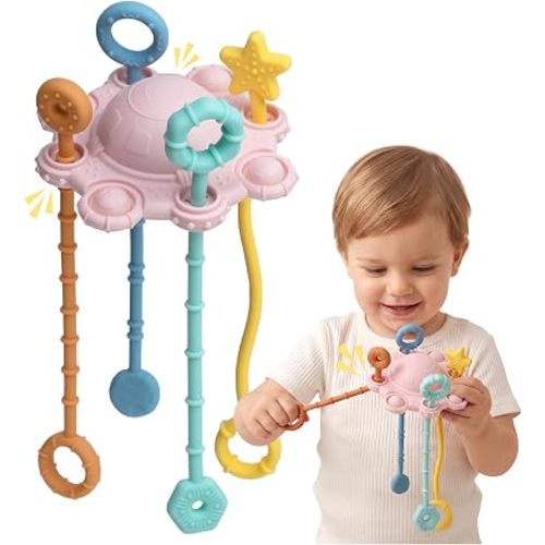 Montessori Pull String Toy Silicone Sensory Toy for Toddlers