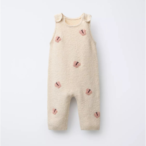 EMBROIDERED BUTTERFLY KNIT OVERALLS - Light beige | ZARA United States