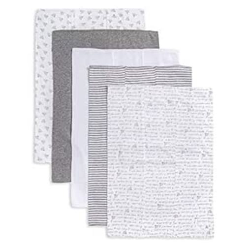 Amazon.com: Burt's Bees Baby - 5 Pack of Burp Cloths, 100% Organic Cotton (1 Cloud, 1 Solid Color, 1 Honey Bee, 1 Stripe, 1 Alphabet Bee Print, Heather Grey) : Baby