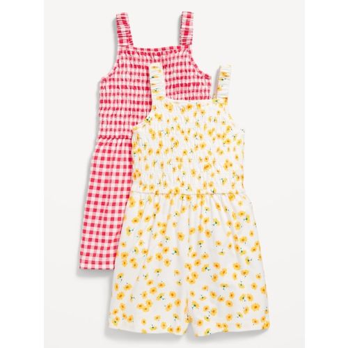 2-Pack Waist-Defined Sleeveless Smocked Romper for Girls | Old Navy