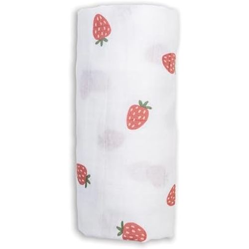 lulujo Baby Swaddle Blanket Unisex Softest 100% Cotton Muslin Swaddle Blanket Neutral Receiving Blanket for Girls & Boys| 40in x 40in| Baby Gift| Strawberries