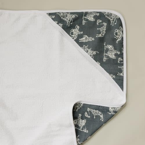 Mebie Baby Muslin Hooded Towel, Wild West, Cute Hooded Baby Bath Towel for Newborn, Infant & Toddler, Modern Baby Towels and Washcloths for Boy & Girl, Floral & Pattern Hooded Baby Towels