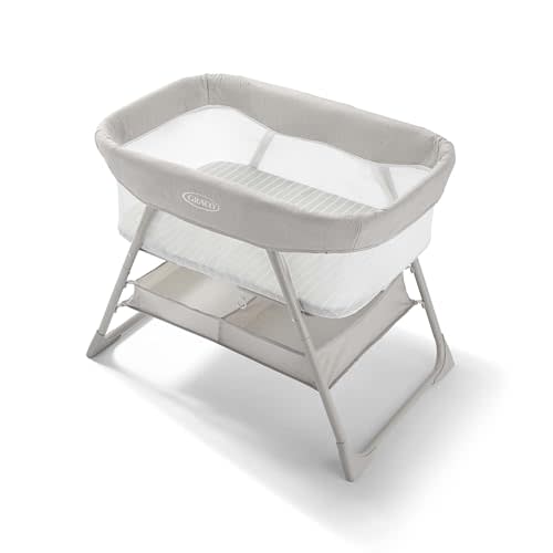 Graco DreamMore Bedside Bassinet, Newborn Bassinet, Travel Bassinet, Portable Bassinet for Newborn Babies to 6 Months, Willow