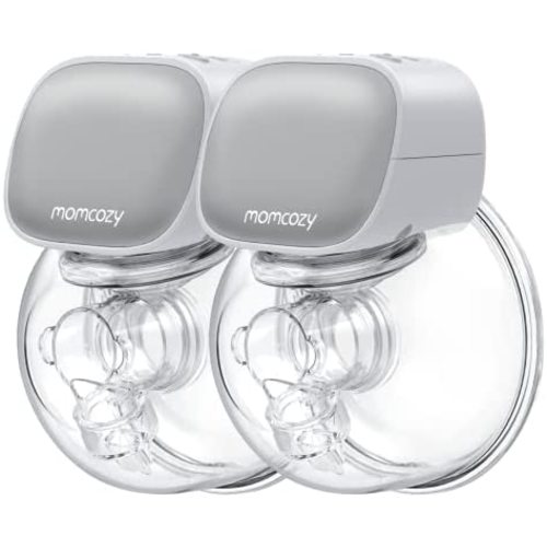 Momcozy Double Wearable Breast Pump, Low Noise& Hands-Free Breast Pump, Portable 2pcs Electric Breast Pump with 2 Mode & 5 Levels (Grey)