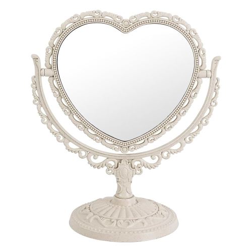 XPXKJ 7 Inch Vintage Heart Mirror - Elegant Desk Makeup Mirror with Double Sided 360 Degree Rotation Vanity Mirror for Coquette Room Decor