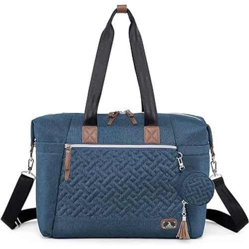 Dikaslon Diaper Bag Tote, Large Travel diaper tote for Mom and Dad, Multifunction baby tote bag for Boys and Girls with Pacifier Case and Changing Pad, Navy Blue