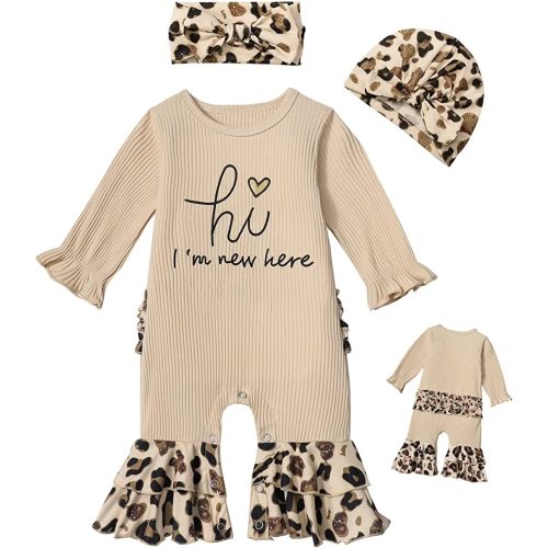 AGAPENG Newborn Girl Clothes Onesies for Baby Girl Ruffle Romper Boho Infant Bell Bottom Jumpsuit Baby Girl Winter Clothes