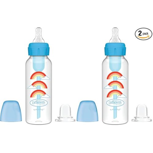 Dr. Brown's Options+ Narrow Bottle to Sippy Baby Bottle Start Kit, Single, Blue, 8 Ounce (Pack of 2)