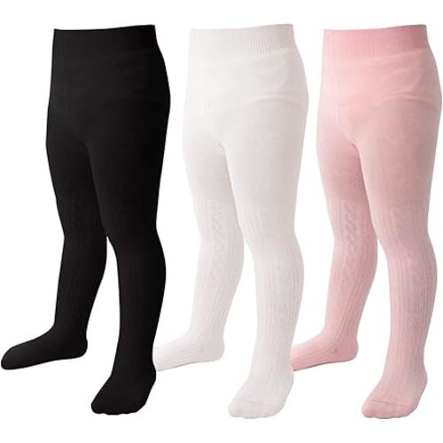 Marchare Baby Girls Tights Thick Solid Cable Knit Leggings Winter Warm Stockings For Toddler Girls 1/2/3/4/5 Pack