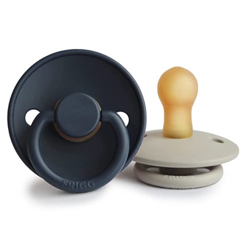 FRIGG Natural Rubber Baby Pacifier | Made in Denmark | BPA-Free (Slate/Silver Gray, 0-6 Months) - 0-6 Month (Kid)