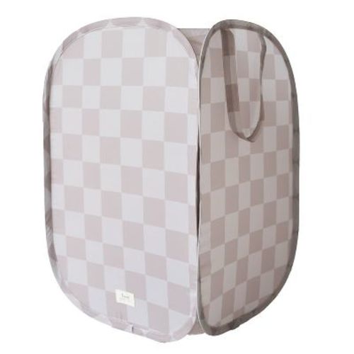 3 Sprouts Baby & Kids Recycled Fabric Pop-up Laundry Hamper - Checkerboard Beige