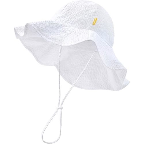 HONGTEYA Baby Sun Hat Toddler Girl Beach Hat Adjustable Outdoor Summer Hat UPF 50+ Sun Protection Wide Brim Infant Kids
