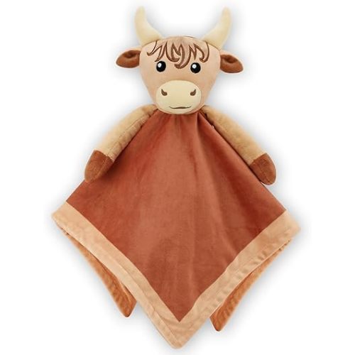 Highland Cow Baby Girl Security Blanket-Floral Highland Cow Lovey-Baby Nursery Stuff-Gfit for Newborn Girl Baby Shower