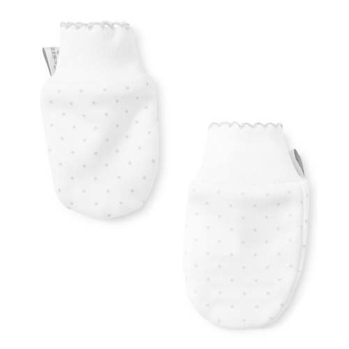 White/Silver New Kissy Dots Print Mitts