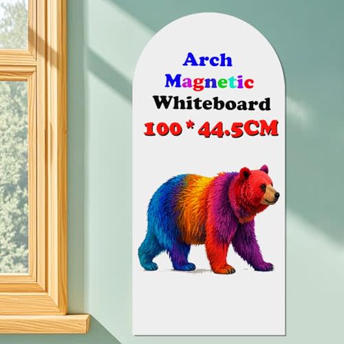 Lnepnw Magnetic Dry Erase Whiteboard Wall Arch Decal 40"x17.5" Self Adhesive White Board Sticke with Marker for Kid Whiteboard Stick Wall Contact Paper Peel and Stick Wallpaper Office Home
