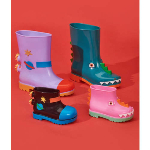 Mini Melissa Rain Boot + Fábula - Carmel/Lilac/Red 6